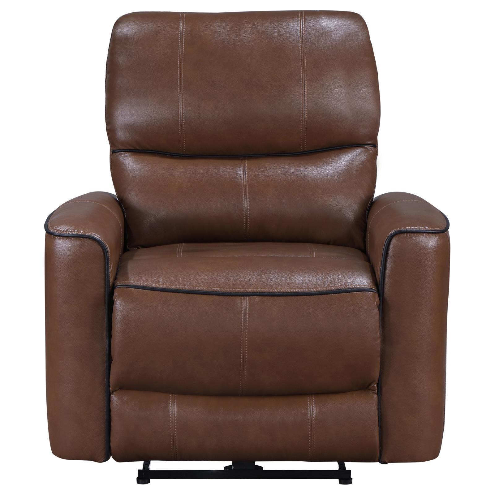 Greenfield Upholstered Power Recliner Chair Saddle Brown 610266P - Ella Furniture