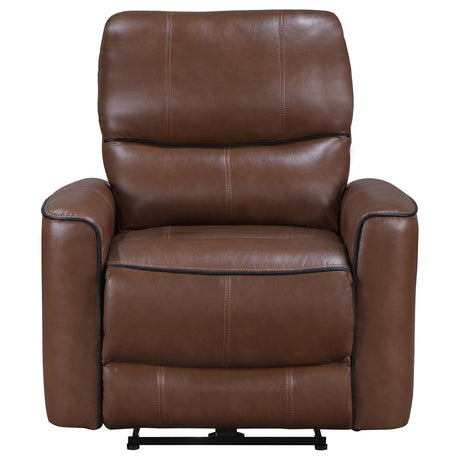 Greenfield Upholstered Power Recliner Chair Saddle Brown 610266P - Ella Furniture