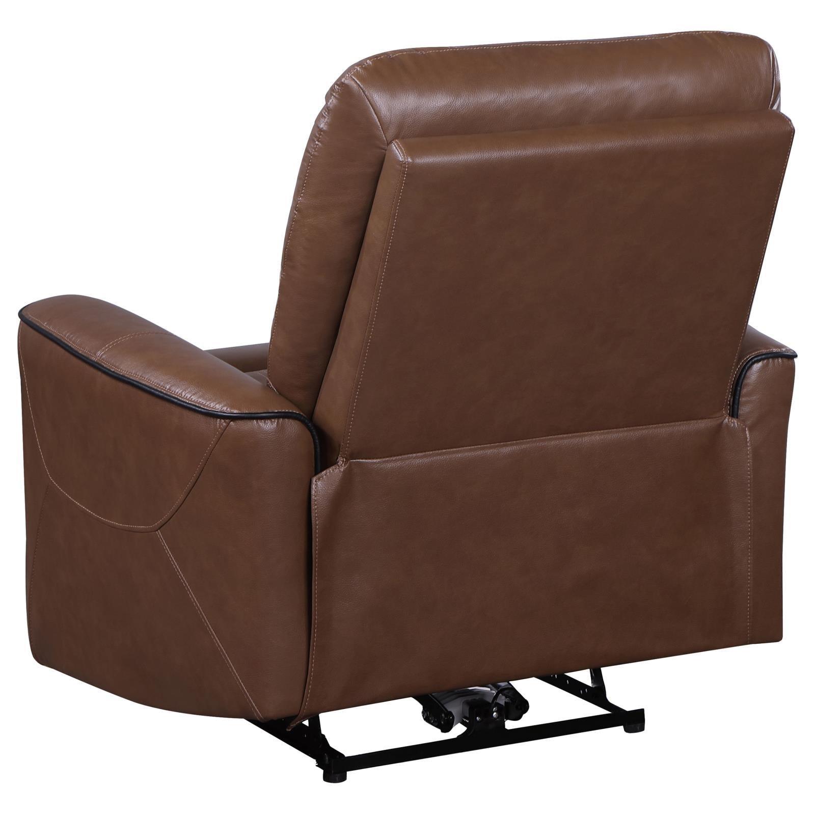 Greenfield Upholstered Power Recliner Chair Saddle Brown 610266P - Ella Furniture