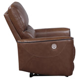 Greenfield Upholstered Power Recliner Chair Saddle Brown 610266P - Ella Furniture