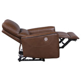 Greenfield Upholstered Power Recliner Chair Saddle Brown 610266P - Ella Furniture