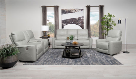 Greenfield Upholstered Power Reclining Loveseat With Console Ivory 610262P - Ella Furniture