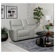 Greenfield Upholstered Power Reclining Loveseat With Console Ivory 610262P - Ella Furniture