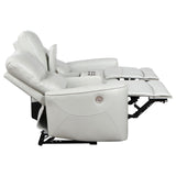 Greenfield Upholstered Power Reclining Loveseat With Console Ivory 610262P - Ella Furniture
