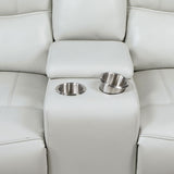 Greenfield Upholstered Power Reclining Loveseat With Console Ivory 610262P - Ella Furniture
