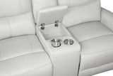Greenfield Upholstered Power Reclining Loveseat With Console Ivory 610262P - Ella Furniture