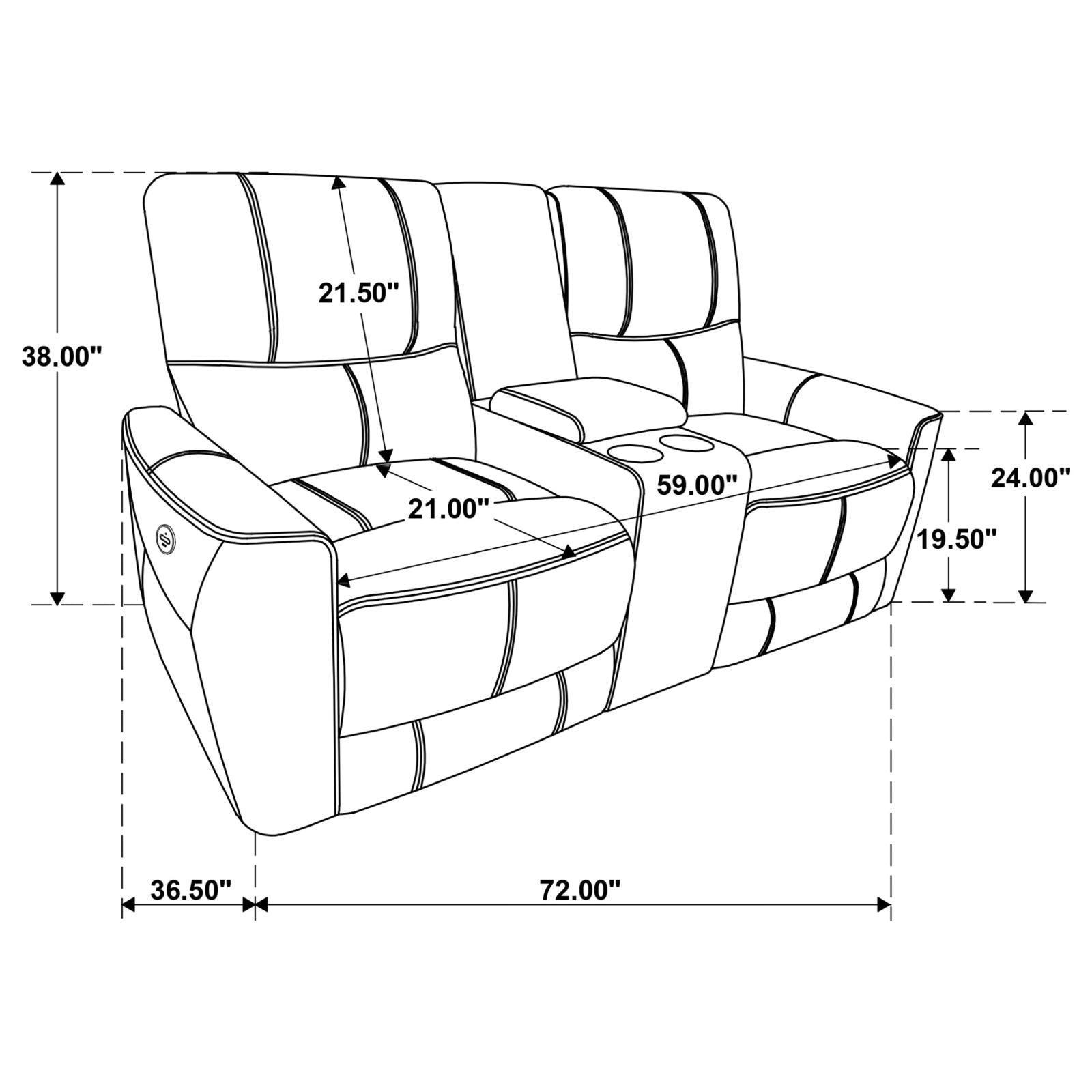 Greenfield Upholstered Power Reclining Loveseat With Console Saddle Brown 610265P - Ella Furniture