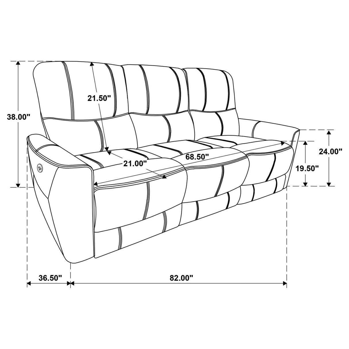 Greenfield Upholstered Power Reclining Sofa Saddle Brown 610264P - Ella Furniture