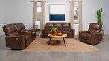 Greenfield Upholstered Power Reclining Sofa Saddle Brown 610264P - Ella Furniture