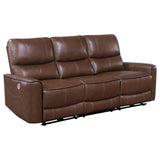 Greenfield Upholstered Power Reclining Sofa Saddle Brown 610264P - Ella Furniture