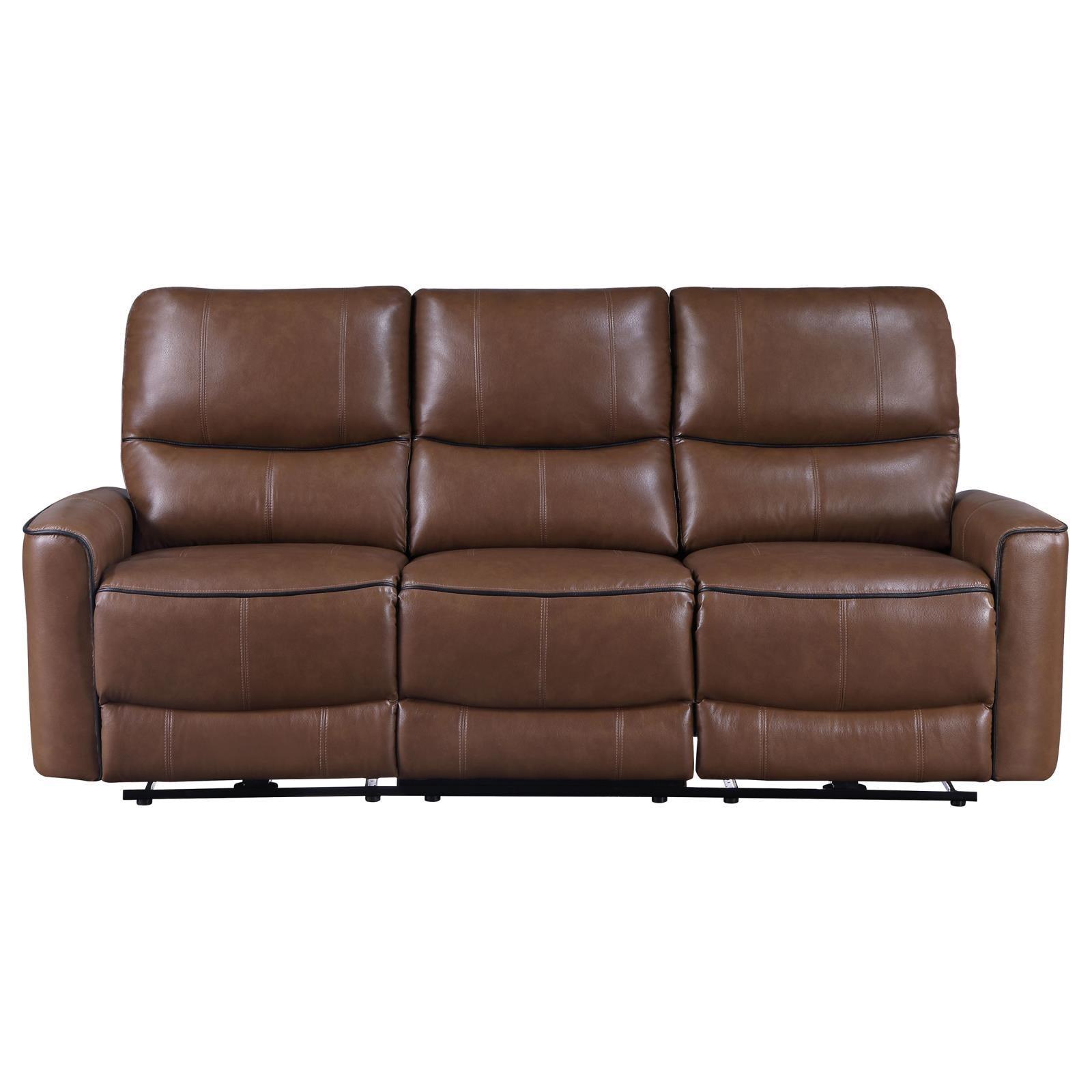 Greenfield Upholstered Power Reclining Sofa Saddle Brown 610264P - Ella Furniture