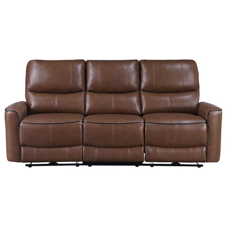 Greenfield Upholstered Power Reclining Sofa Saddle Brown 610264P - Ella Furniture