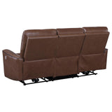 Greenfield Upholstered Power Reclining Sofa Saddle Brown 610264P - Ella Furniture