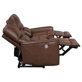 Greenfield Upholstered Power Reclining Sofa Saddle Brown 610264P - Ella Furniture