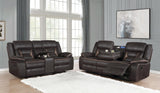 Greer Greer 2-piece Upholstered Reclining Sofa Set Brown 651354-S2 - Ella Furniture