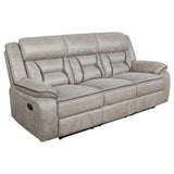 Greer Greer 3-piece Upholstered Reclining Sofa Set Taupe 651351-S3 - Ella Furniture
