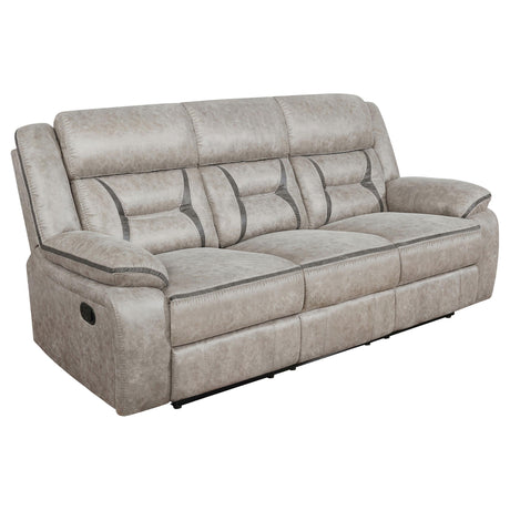 Greer Greer 3-piece Upholstered Reclining Sofa Set Taupe 651351-S3 - Ella Furniture