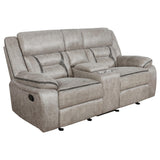 Greer Greer 3-piece Upholstered Reclining Sofa Set Taupe 651351-S3 - Ella Furniture
