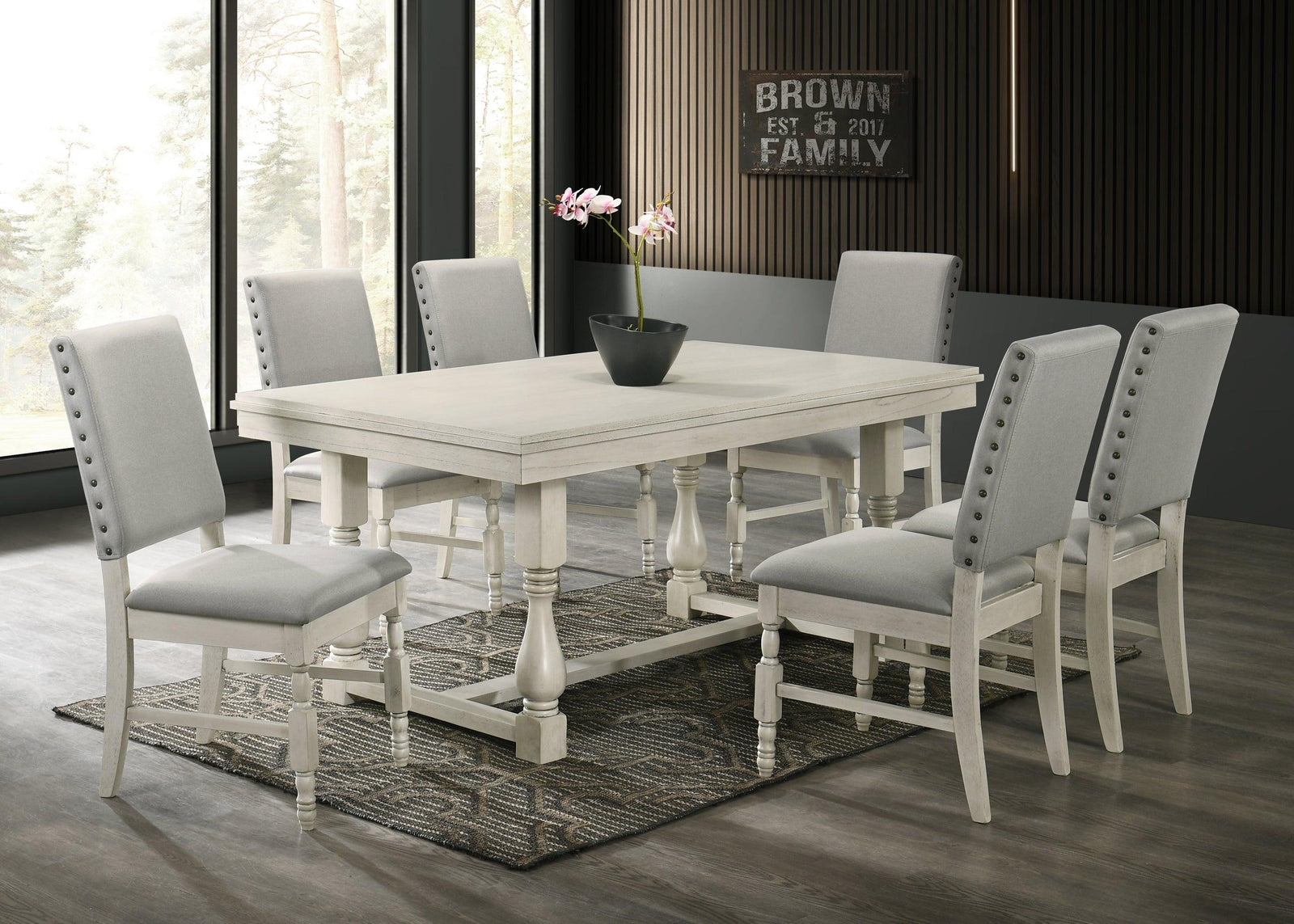 Greyson White Dining Table + 6 Chair Set - Ella Furniture