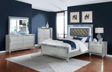 Gunnison Silver Metallic Panel With LED Lighting Bedroom Set - Ella Furniture