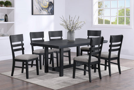 Guthrie Black/Gray Modern Solid Wood And Veneers Fabric Upholstered Dining Room Set - Ella Furniture