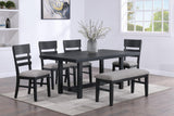 Guthrie Black/Gray Modern Solid Wood And Veneers Fabric Upholstered Dining Room Set - Ella Furniture