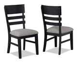 Guthrie Black/Gray Modern Solid Wood And Veneers Fabric Upholstered Dining Room Set - Ella Furniture