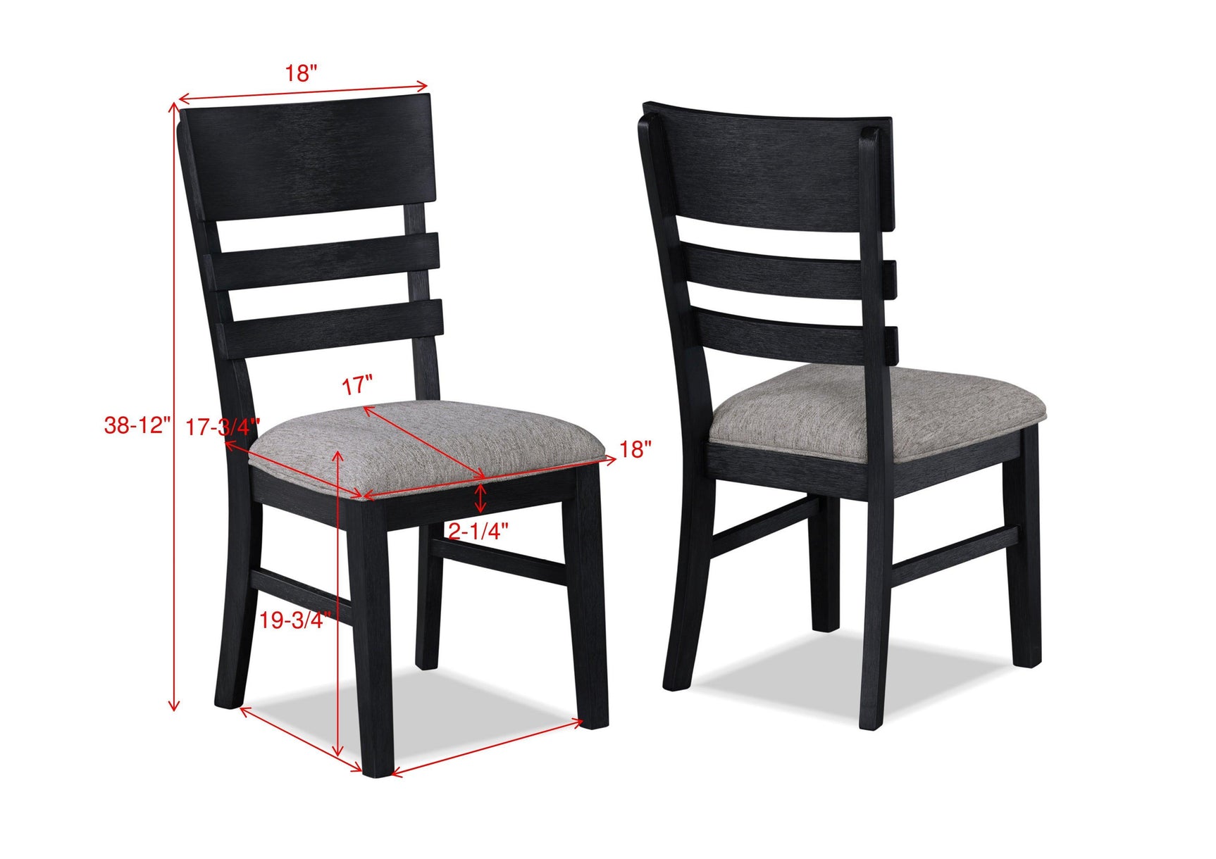 Guthrie Black/Gray Modern Solid Wood And Veneers Fabric Upholstered Dining Room Set - Ella Furniture