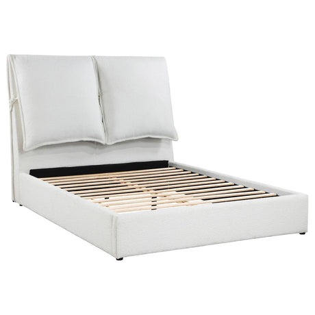 Gwendoline Upholstered Queen Platform Bed With Pillow Headboard White 306040Q - Ella Furniture