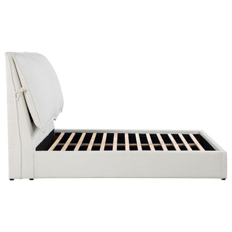 Gwendoline Upholstered Queen Platform Bed With Pillow Headboard White 306040Q - Ella Furniture