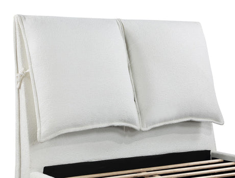 Gwendoline Upholstered Queen Platform Bed With Pillow Headboard White 306040Q - Ella Furniture