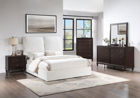 Gwendoline Upholstered Queen Platform Bed With Pillow Headboard White 306040Q - Ella Furniture
