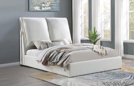 Gwendoline Upholstered Queen Platform Bed With Pillow Headboard White 306040Q - Ella Furniture