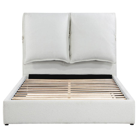 Gwendoline Upholstered Queen Platform Bed With Pillow Headboard White 306040Q - Ella Furniture