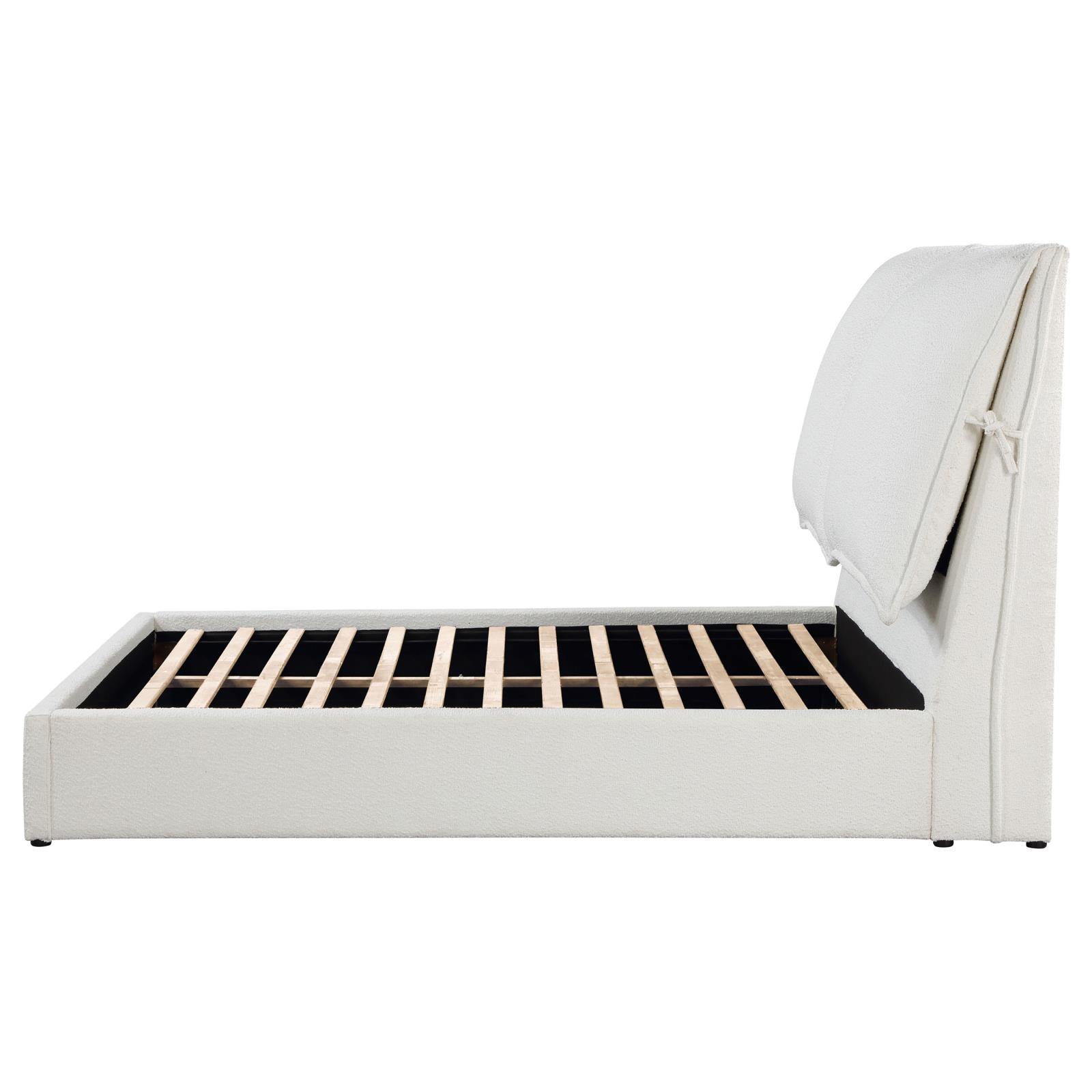 Gwendoline Upholstered Queen Platform Bed With Pillow Headboard White 306040Q - Ella Furniture