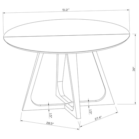 Gwynn Round Dining Table With Marble Top And Stainless Steel Base White And Gold 107171 - Ella Furniture