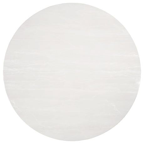 Gwynn Round Dining Table With Marble Top And Stainless Steel Base White And Gold 107171 - Ella Furniture