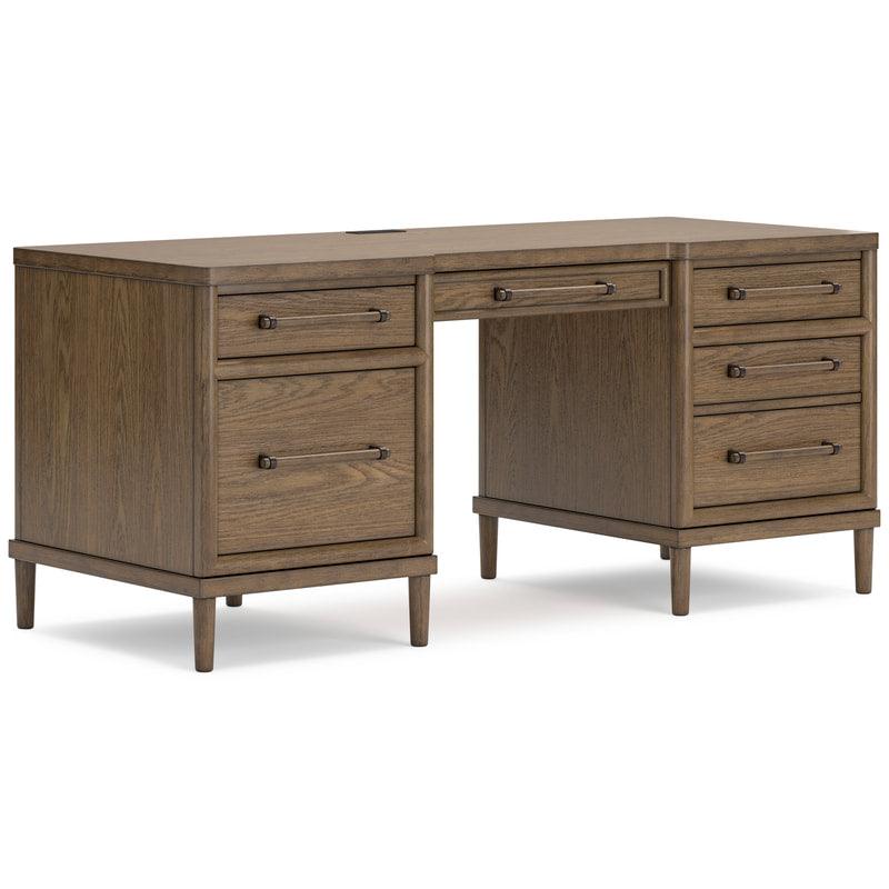 Roanhowe Brown Office Desk w USB-A/USB-C PORTS