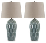Hadbury Pale Blue/Teal Table Lamp (Set of 2) - Ella Furniture