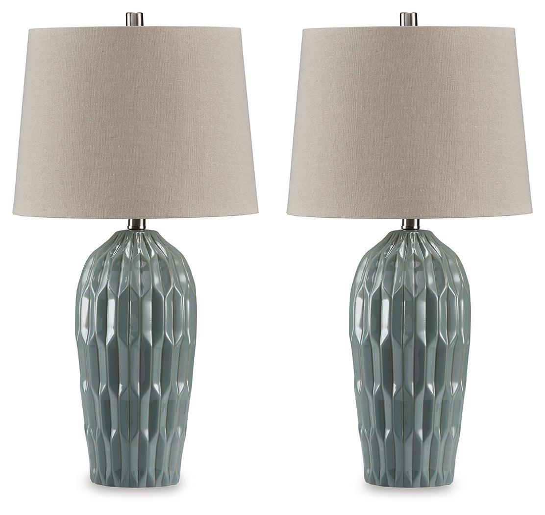 Hadbury Pale Blue/Teal Table Lamp (Set of 2) - Ella Furniture