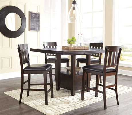 Haddigan Dark Brown Counter Height Dining Table And 4 Barstools - Ella Furniture