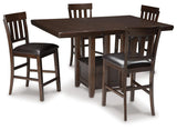 Haddigan Dark Brown Counter Height Dining Table And 4 Barstools - Ella Furniture