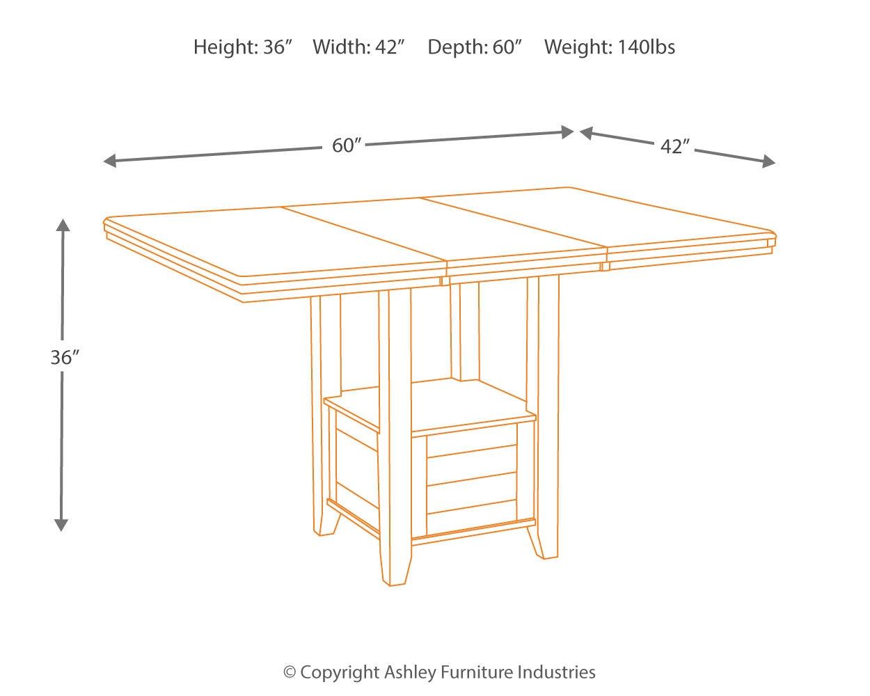 Haddigan Dark Brown Counter Height Dining Table And 4 Barstools With Storage - Ella Furniture