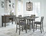 Hallanden Gray Counter Height Dining Table And 4 Barstools With Storage - Ella Furniture