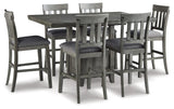 Hallanden Gray Counter Height Dining Table And 6 Barstools - Ella Furniture