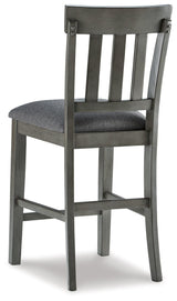 Hallanden Gray Counter Height Dining Table And 6 Barstools With Storage - Ella Furniture