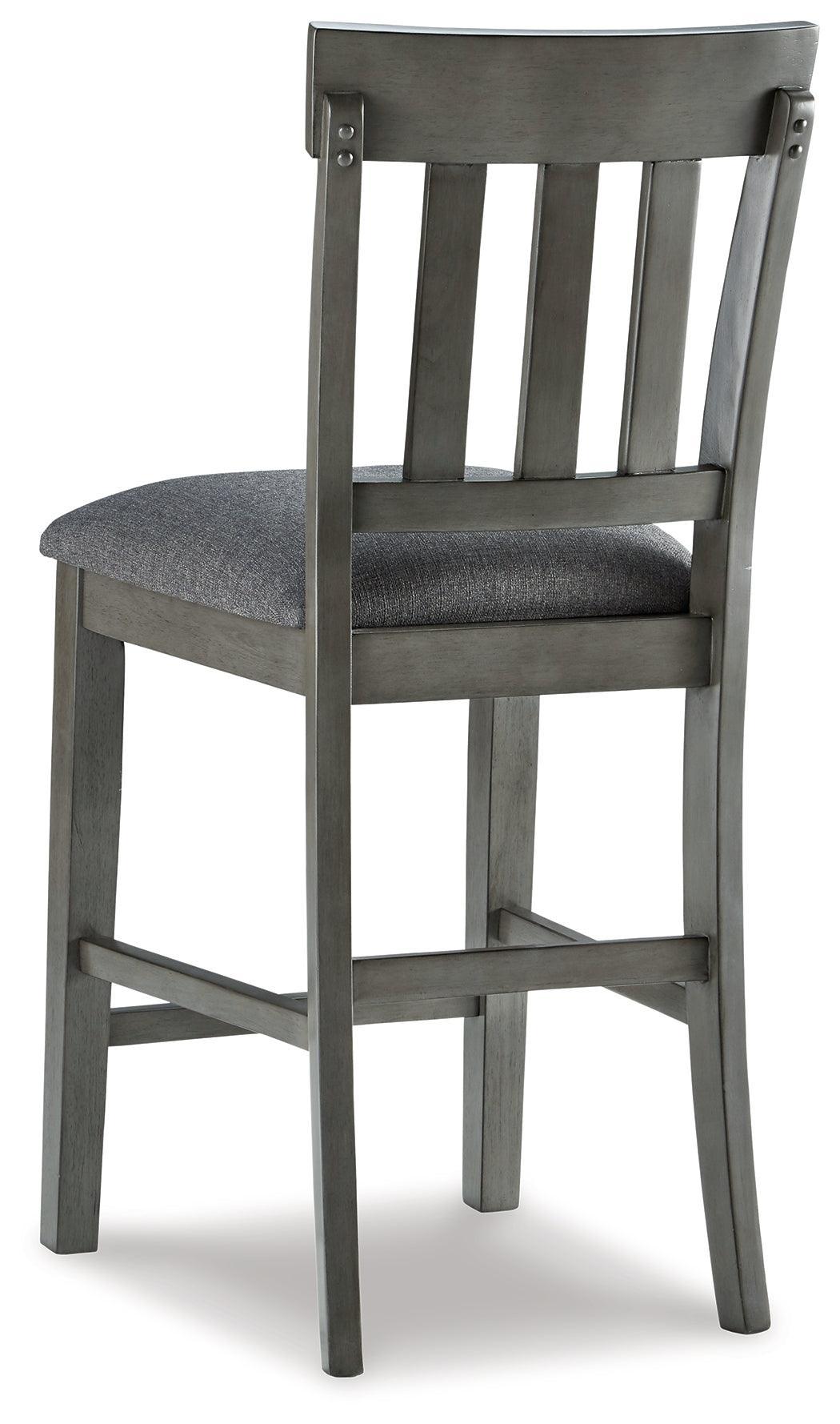 Hallanden Gray Counter Height Dining Table And 6 Barstools With Storage - Ella Furniture