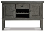 Hallanden Gray Counter Height Dining Table And 6 Barstools With Storage - Ella Furniture
