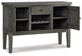 Hallanden Gray Counter Height Dining Table And 6 Barstools With Storage - Ella Furniture