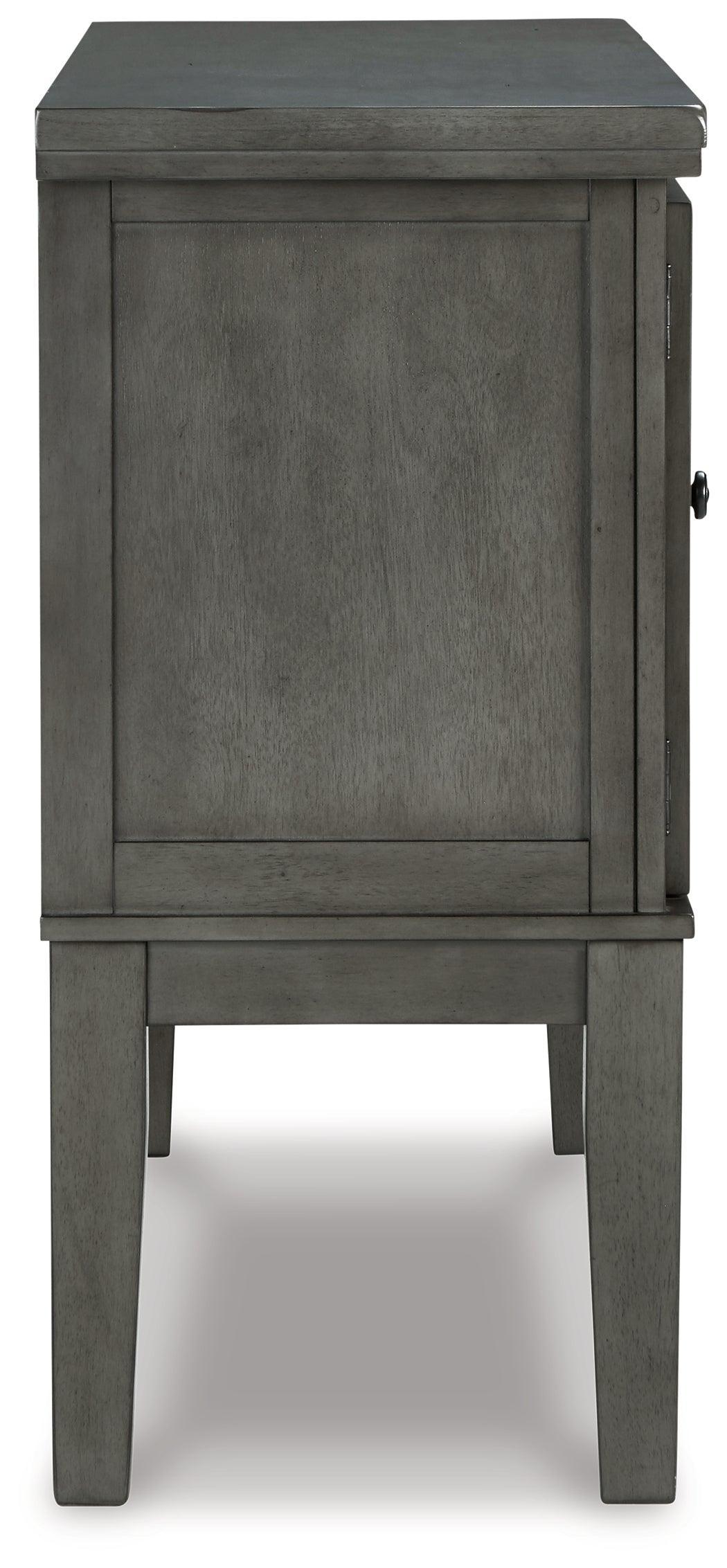 Hallanden Gray Counter Height Dining Table And 6 Barstools With Storage - Ella Furniture